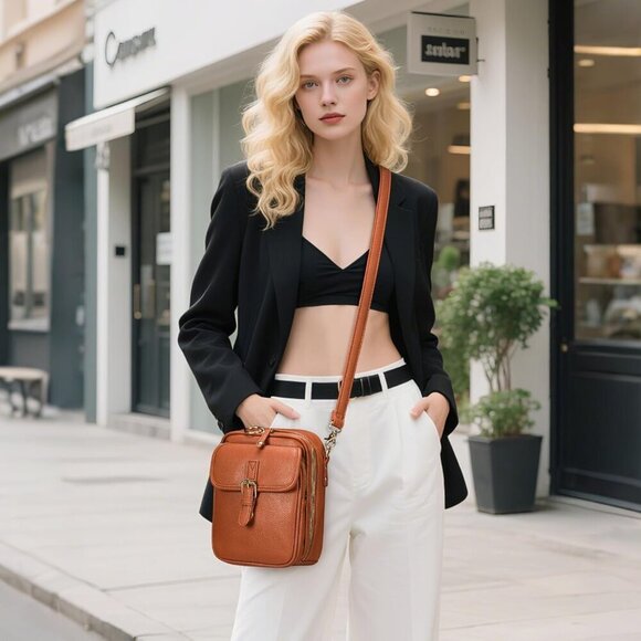 Small Vegan Leather Crossbody Bag for Women Compact Stylish Spacious - Picture 2 of 7